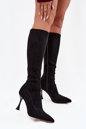 Damenstiefel mit dünnen Absätzen Mit Dekoration D&A JC52-883 schZuarze Farbe 2