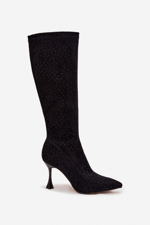 Damenstiefel mit dünnen Absätzen Mit Dekoration D&A JC52-883 schZuarze Farbe Damenstiefel mit dünnen Absätzen Mit Dekoration D&A JC52-883 schZuarze Farbe