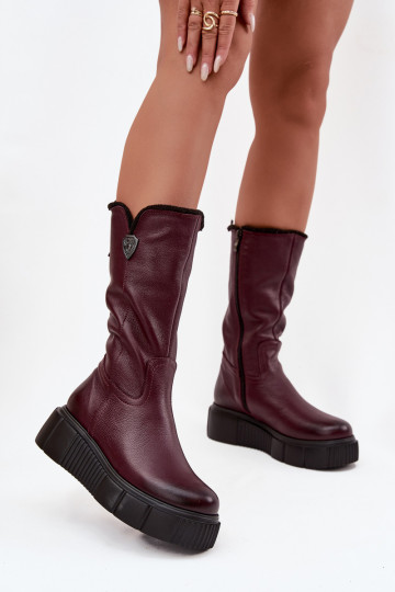 Feminin Haut Stiefel Mit INilna Zazoo 70121 Burgund 2