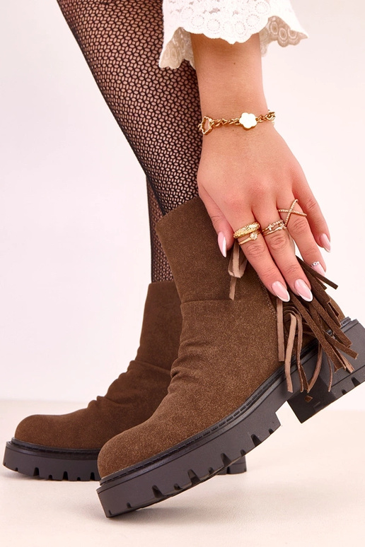 Rote Stiefel Silia mit Fransen auf... Rote Stiefel Silia mit Fransen auf...