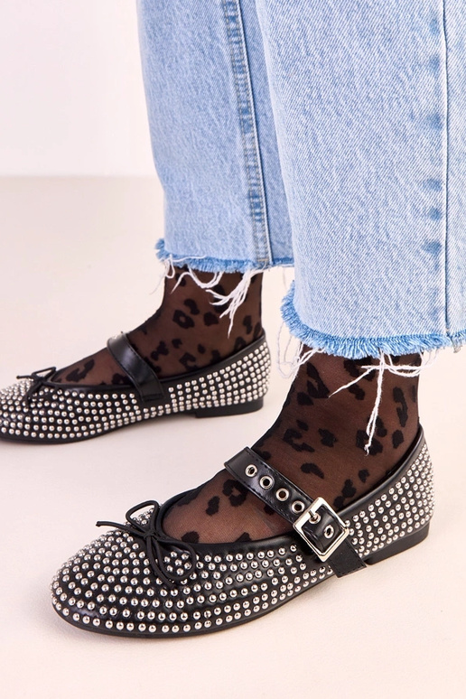 Schwarze Ballerinas Mylie, dekoriert... Schwarze Ballerinas Mylie, dekoriert...