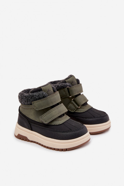 INinterstiefel Schneestiefel für Kinder mit Klebeverschlüssen Grün-schZuarze Farbe Darlene