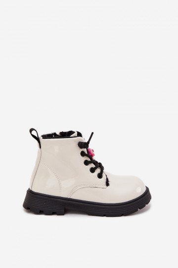 Kindergestiefel in weiß mit Lackeffekt und Bären Jovellea 2