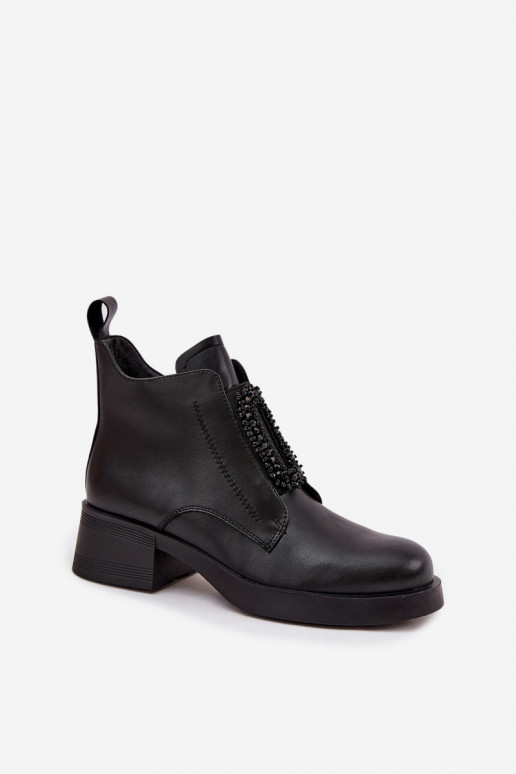 Haut Damenstiefel Klocke mit Ornamenten D&A JC52-869 schZuarze Farbe Haut Damenstiefel Klocke mit Ornamenten D&A JC52-869 schZuarze Farbe