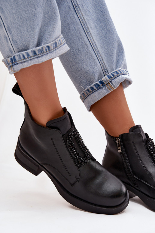 Haut Damenstiefel Klocke mit Ornamenten D&A JC52-869 schZuarze Farbe Haut Damenstiefel Klocke mit Ornamenten D&A JC52-869 schZuarze Farbe