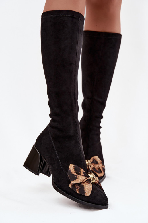 Damenstiefel Klocke Mit dekorativer Schleife D&A JC52-828 schZuarze Farbe Damenstiefel Klocke Mit dekorativer Schleife D&A JC52-828 schZuarze Farbe