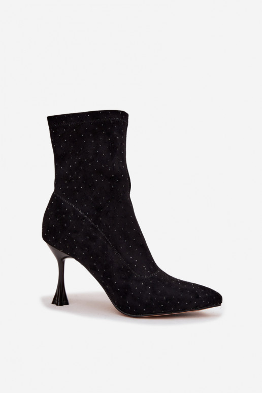 Dekoriert Damenstiefel mit dünnen Absätzen D&A JC52-882 schZuarze Farbe Dekoriert Damenstiefel mit dünnen Absätzen D&A JC52-882 schZuarze Farbe