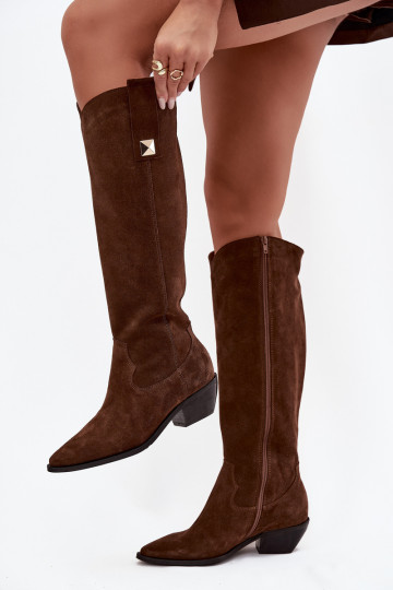 Haut aus INildleder Stiefel CoZuboy-Stil sich Zuarm laufen Zazoo 4224 CzekoladoZue