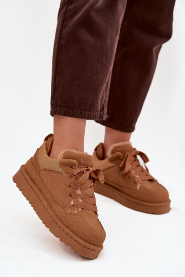 Braune warme Damen Sneakers mit Fellfutter Cyrissa