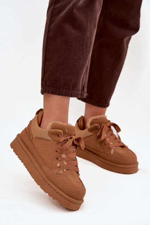 Sneakers Stilvollllschuhe Feminin sich Zuarm laufen mit Fell innen braune Farbe Cyrissa Sneakers Stilvollllschuhe Feminin sich Zuarm laufen mit Fell innen braune Farbe Cyrissa