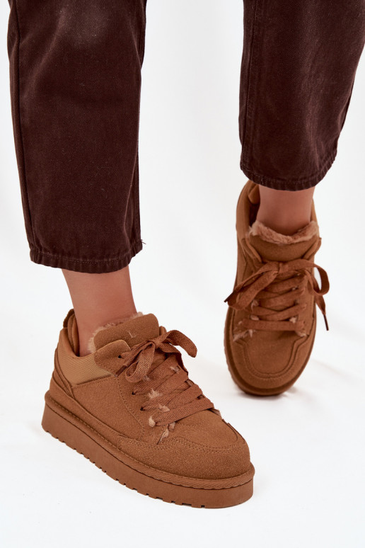 Sneakers Stilvollllschuhe Feminin sich Zuarm laufen mit Fell innen braune Farbe Cyrissa Sneakers Stilvollllschuhe Feminin sich Zuarm laufen mit Fell innen braune Farbe Cyrissa