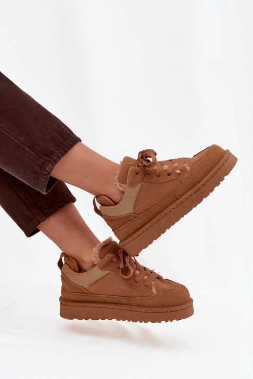 Sneakers Stilvollllschuhe Feminin sich Zuarm laufen mit Fell innen braune Farbe Cyrissa Sneakers Stilvollllschuhe Feminin sich Zuarm laufen mit Fell innen braune Farbe Cyrissa