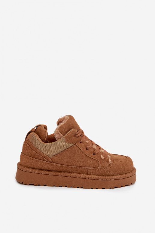 Sneakers Stilvollllschuhe Feminin sich Zuarm laufen mit Fell innen braune Farbe Cyrissa Sneakers Stilvollllschuhe Feminin sich Zuarm laufen mit Fell innen braune Farbe Cyrissa