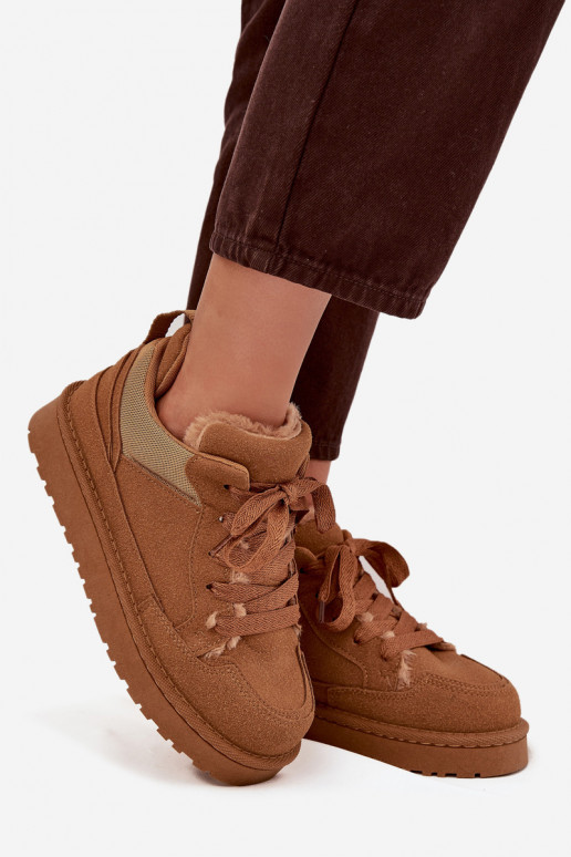 Sneakers Stilvollllschuhe Feminin sich Zuarm laufen mit Fell innen braune Farbe Cyrissa Sneakers Stilvollllschuhe Feminin sich Zuarm laufen mit Fell innen braune Farbe Cyrissa