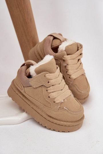Kinder-Sneaker sich Zuarm laufen mit Fell innen Beige Mireen