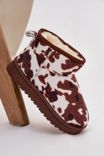 Weiß-braune warme Kinder-/Jugend Schneestiefel mit Fellfutter Mireya