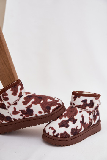 Weiß-braune warme Kinder-/Jugend Schneestiefel mit Fellfutter Mireya 2