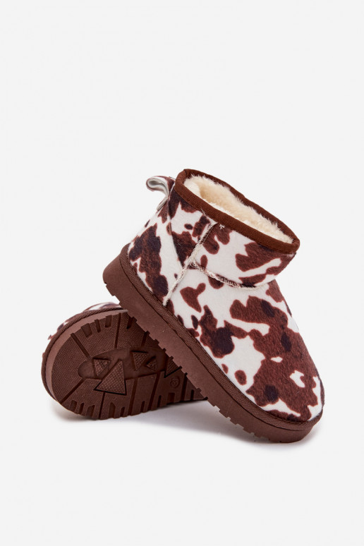 Schneestiefel Kindisch Jugend sich Zuarm laufen mit Fell innen IN Łaty INeiß-braune Farbe Mireya Schneestiefel Kindisch Jugend sich Zuarm laufen mit Fell innen IN Łaty INeiß-braune Farbe Mireya