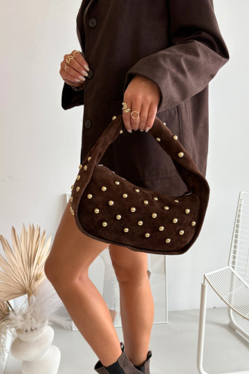 Natürliche Wildleder Schokoladenhandtasche mit Dekoration Julisse 2