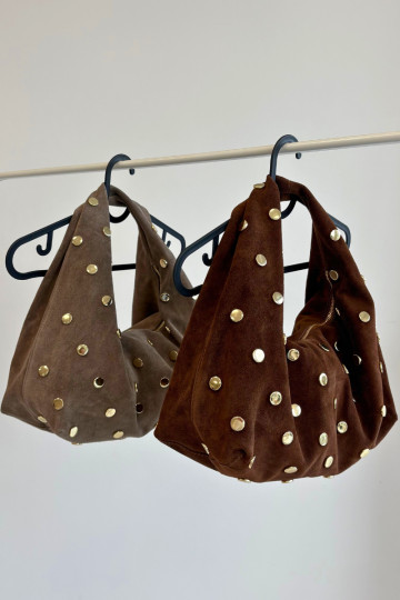 Wildleder Schokoladenhandtasche mit Dekoration Marisse 2