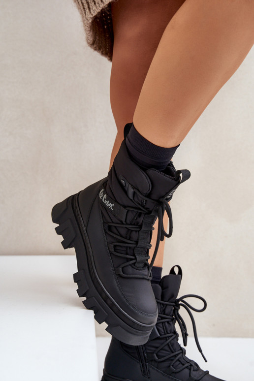 Schneestiefel Feminin Zum Schloss Lee Cooper LCJ-24-47-3144 schZuarze Farbe