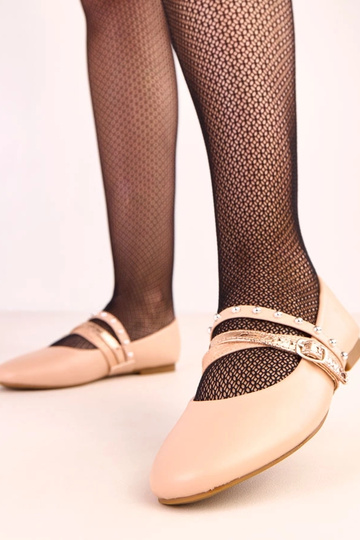 Sandfarbene Ballerinas mit... 2