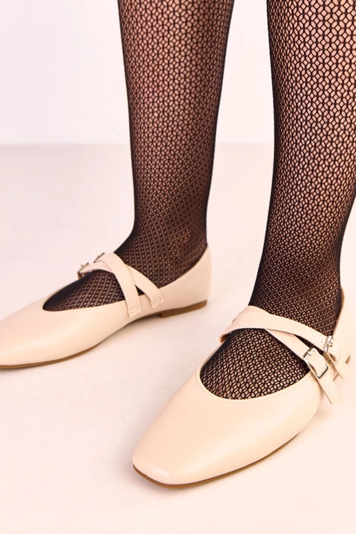 Beige Ballerinas mit Schnallen Osana