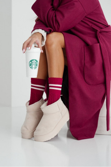 Damen Socken INarkocz mit Streifen, bordeaux Farbe