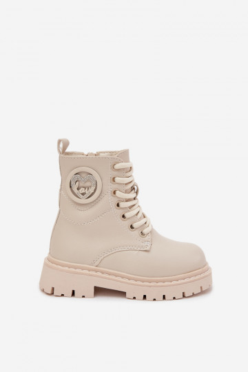 Stiefel Kindisch sich Zuarm laufen mit Fell innen mit Ornamenten LOVE Beige Rosaira 2