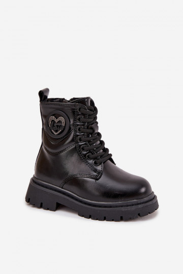 Stiefel Kindisch sich Zuarm laufen mit Fell innen mit Ornamenten LOVE schZuarze Farbe Rosaira