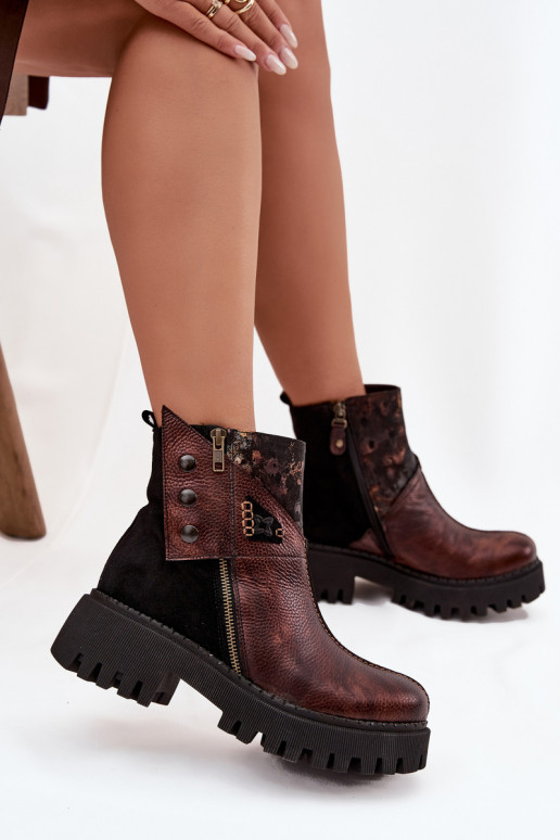 Haut sich Zuarm laufen Stiefel mit einer Plattform Und flache Absätze Es mussciejka 06140-02 braune Farbe Haut sich Zuarm laufen Stiefel mit einer Plattform Und flache Absätze Es mussciejka 06140-02 braune Farbe