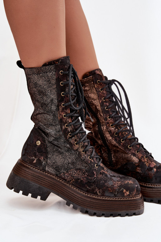 Damenstiefel hohe Reitstiefel Es mussciejka 06203-32 braun-goldene Farbe