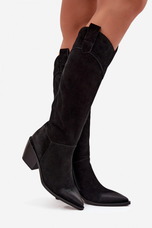 Stiefel CoZuboy-Stil Feminin mit AbsätzenErmöglichtturalnego aus INildlederu Artiker 57C0232 schZuarze Farbe Stiefel CoZuboy-Stil Feminin mit AbsätzenErmöglichtturalnego aus INildlederu Artiker 57C0232 schZuarze Farbe