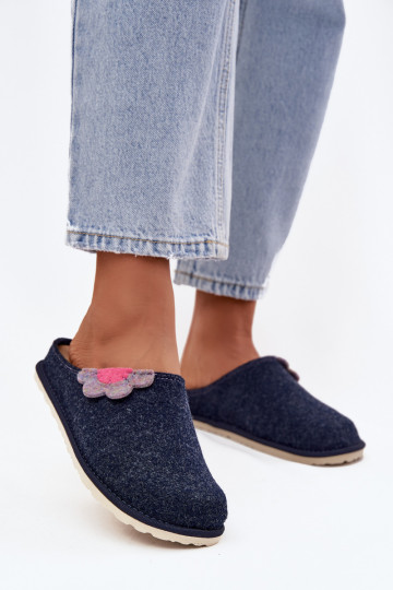 Damen Slipper mit Blume Inblu CS000043 in Dunkelblau