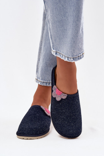 Damen Slipper mit Blume Inblu CS000043 in Dunkelblau 2