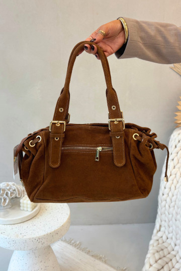 Braune Wildlederhandtasche Ovelia
