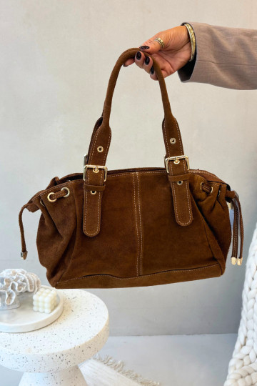 Braune Handtasche mit Natursuede-Einsatz Danira