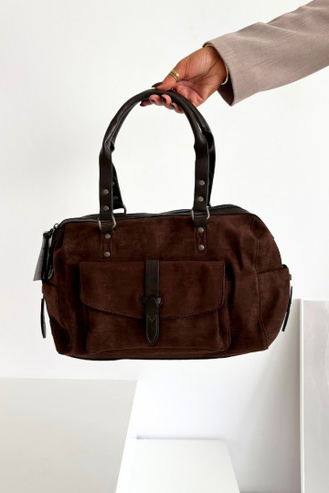 Schokoladenfarbene Kunstlederhandtasche Gressa 2