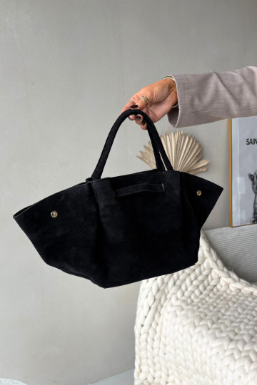 Schwarze Wildlederhandtasche Fiorenza