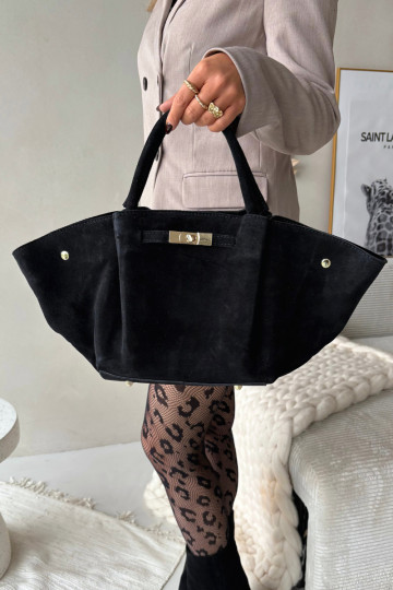 Schwarze Wildlederhandtasche Fiorenza 2