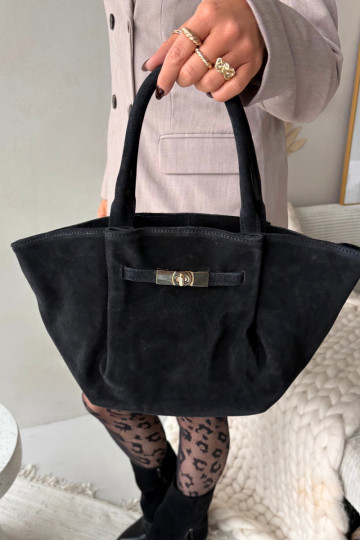 Schwarze Wildlederhandtasche Orselle 2
