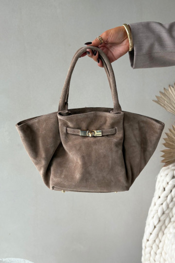 Elfenbeinfarbene Wildlederhandtasche Orselle