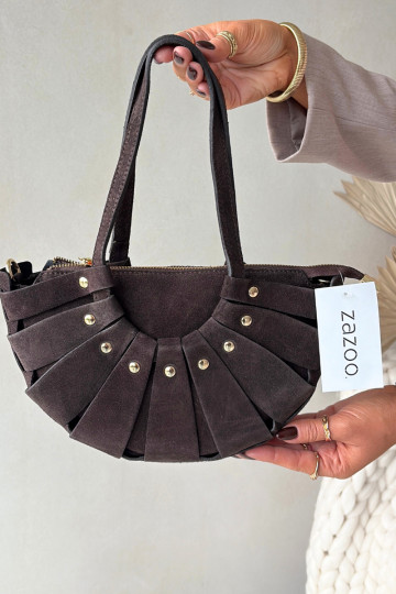 Schokoladenfarbene Wildlederhandtasche Tai turirivane 2