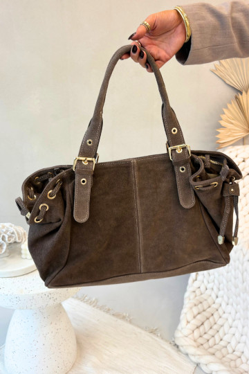 Elfenbeinfarbene Wildlederhandtasche Ilienne