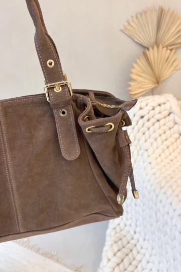 Elfenbeinfarbene Wildlederhandtasche Ilienne 2