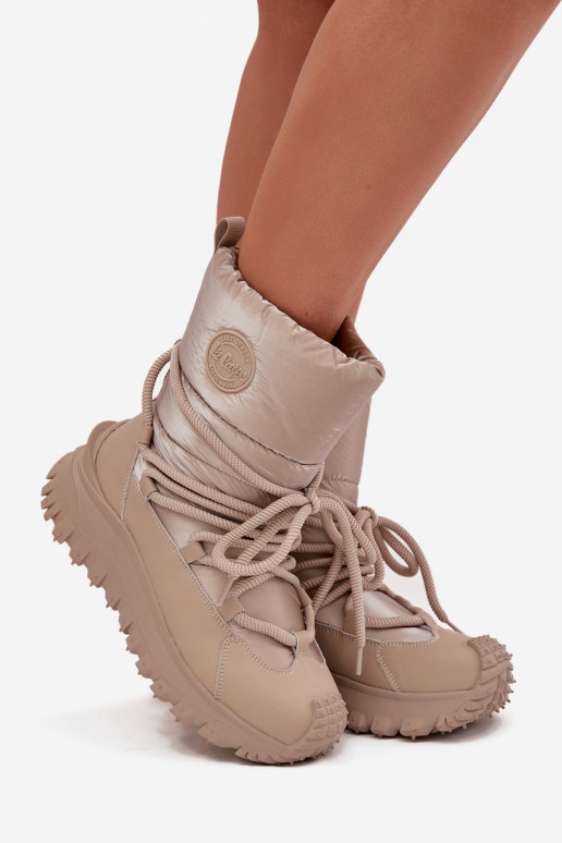 Haut Schneestiefel mit einer Plattform Lee Cooper LCJ-25-12-3663 Beige-goldene Farbe Haut Schneestiefel mit einer Plattform Lee Cooper LCJ-25-12-3663 Beige-goldene Farbe