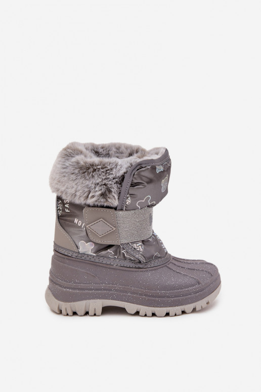Schneestiefel für Kinder mit Pelzmantel mit Klebeverschlüssen Lee Cooper LCJ-25-10-3788 graue Farbe Schneestiefel für Kinder mit Pelzmantel mit Klebeverschlüssen Lee Cooper LCJ-25-10-3788 graue Farbe