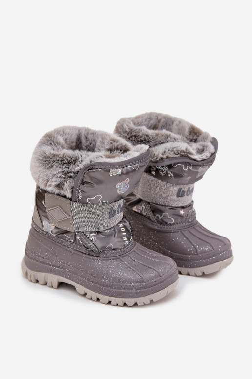 Schneestiefel für Kinder mit Pelzmantel mit Klebeverschlüssen Lee Cooper LCJ-25-10-3788 graue Farbe Schneestiefel für Kinder mit Pelzmantel mit Klebeverschlüssen Lee Cooper LCJ-25-10-3788 graue Farbe