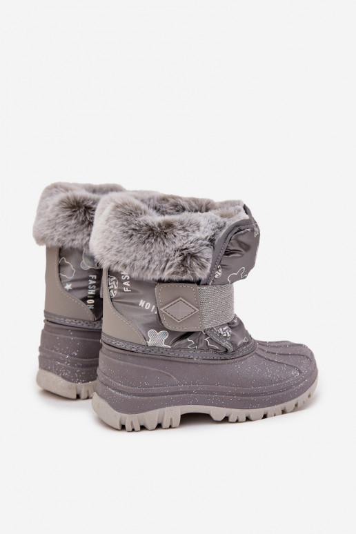 Schneestiefel für Kinder mit Pelzmantel mit Klebeverschlüssen Lee Cooper LCJ-25-10-3788 graue Farbe Schneestiefel für Kinder mit Pelzmantel mit Klebeverschlüssen Lee Cooper LCJ-25-10-3788 graue Farbe
