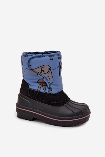 Kinder Lee Cooper LCJ-25-10-3774 blaue Schneestiefel mit Klettverschlüssen